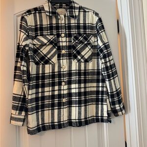 Plaid Button Down Shirt - Black and White